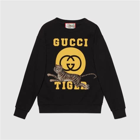 gucci tiger cotton sweatshirt|gucci tiger sequin shirt.